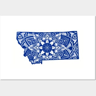 Blue Montana State Gift Mandala Yoga MN Art Posters and Art